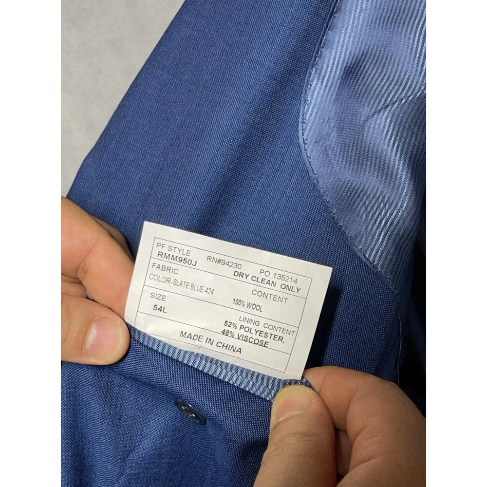 Paul Fredrick Suit Men 54L Blue 2B Classic Super 120 Wool Academia 44x33 P Luxe